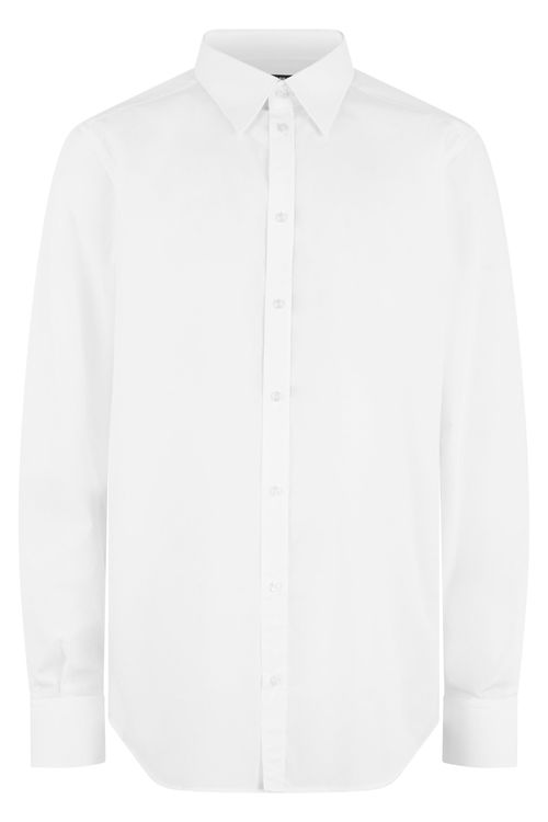 Men's Italian-Collar Poplin Cotton Dress Shirt with Pintuck Yokes