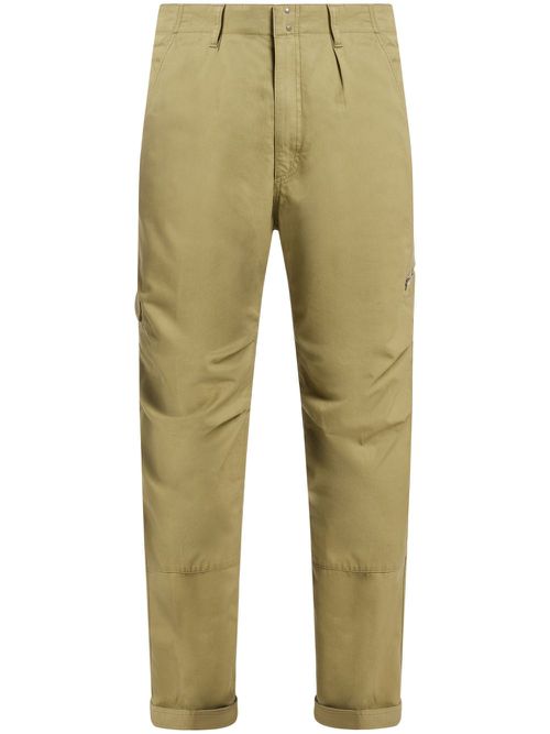 Ruched-knee cotton trousers - Green