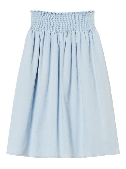 Smocked-waist midi skirt - Blue