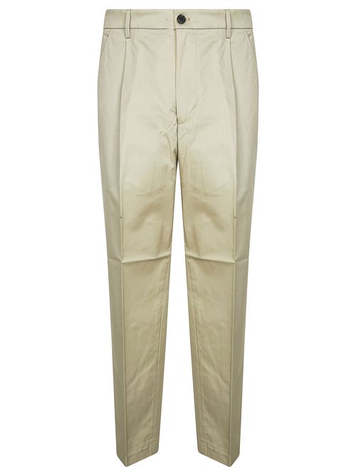 Men's Wide-Leg Pleated Pants with One Pleat