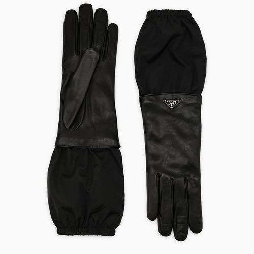 Black leather gloves