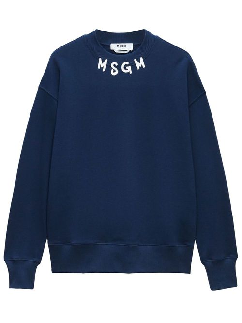 Mock neck logo-printed sweatshirt - Blue