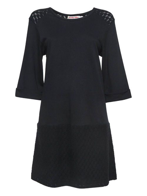 Lace-insert dress - Black