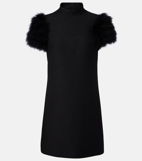 Crepe Couture feather-trimmed minidress