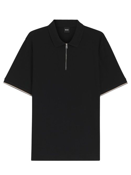 Black Solid Shirt Collar Polo