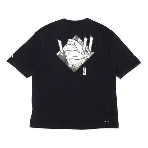 Men's Jordan Dri-FIT Zion Basketball Sports Printing Knit Round Neck Short Sleeve Black T-Shirt
