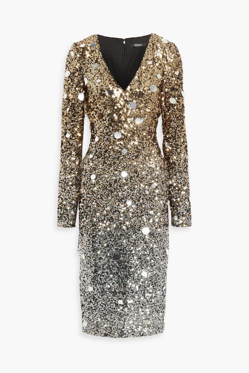 Badgley Mischka - Midikleid aus Tüll mit Pailletten und Farbverlauf - Metallic - US 2