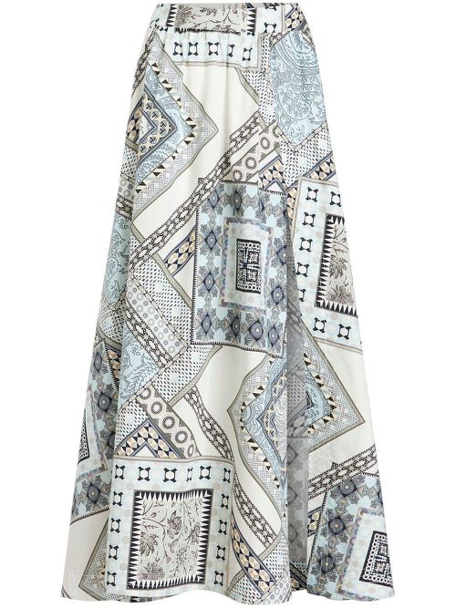 Geometric print cotton skirt - White