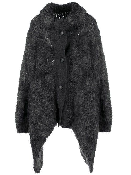 1980s asymmetric knit coat - Grey