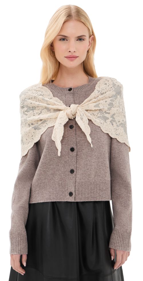 Kirra Lace Scarf Cardigan Taupe