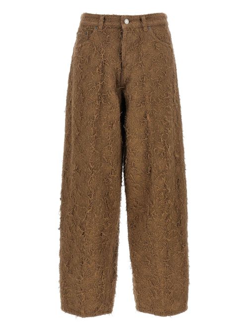 Becky fur-effect cotton jeans - Brown