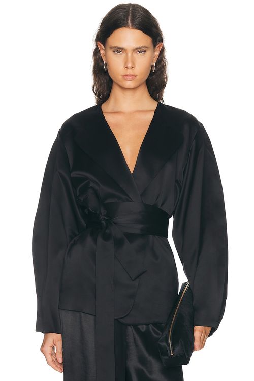 The Sei Blouson Tie Jacket in Black - Black. 2 also in