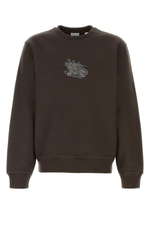 Embroidered Logo Cotton Blend Sweatshirt — Brown