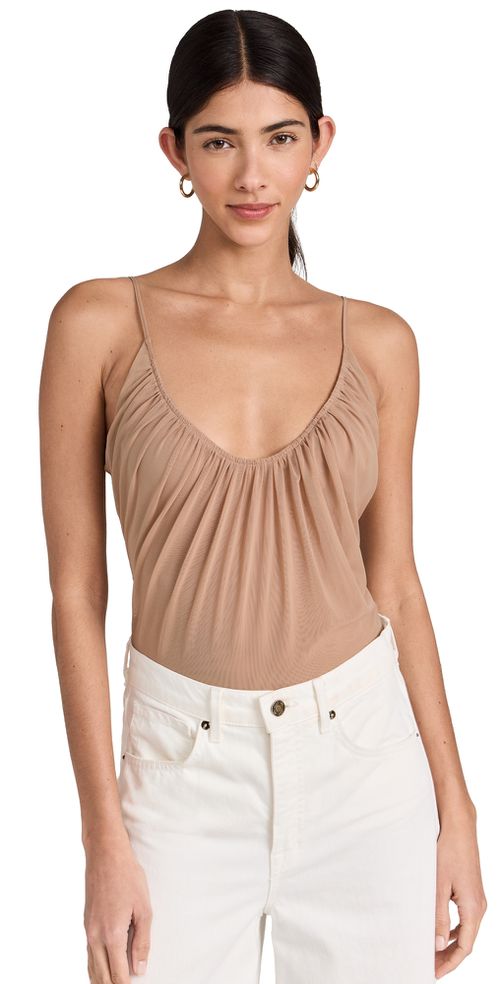 Gelina Ruched Thong Bodysuit Dark Cappuccino