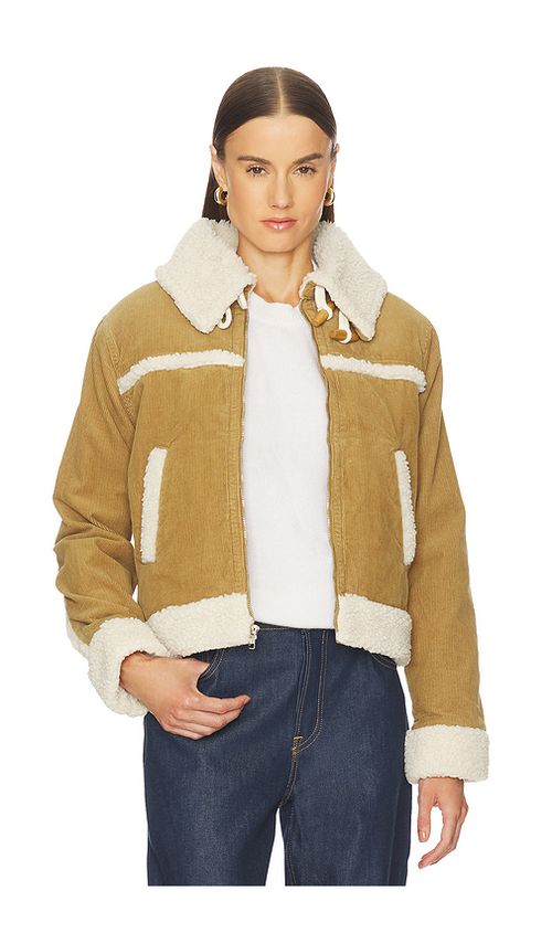 AMO Denim Betty Shearling Jacket in Brown. - L also in