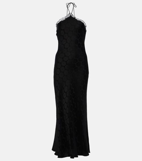 Floral jacquard lace midi dress