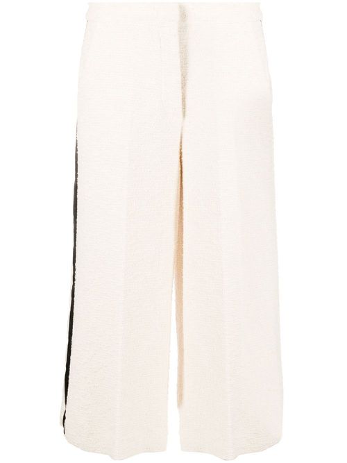 High-waisted cropped trousers - Neutrals