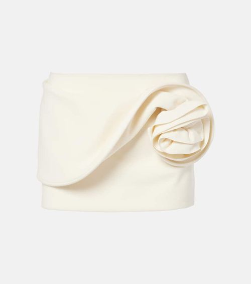Low-rise floral-appliqué miniskirt
