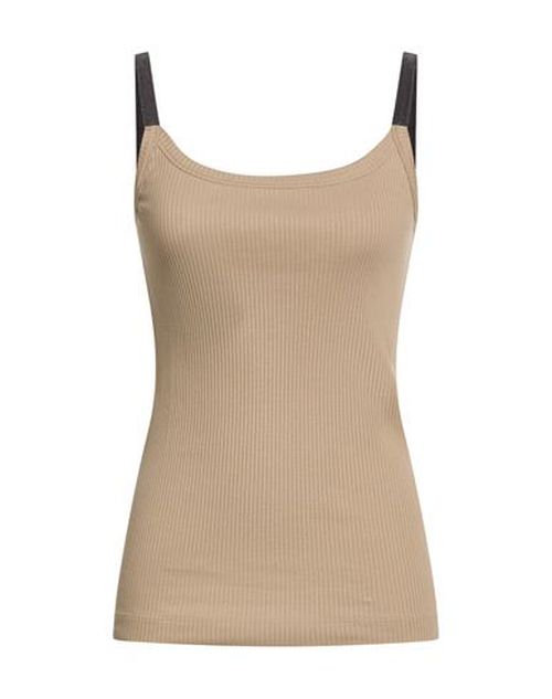 Woman Top Sand Size L Cotton, Elastane, Brass