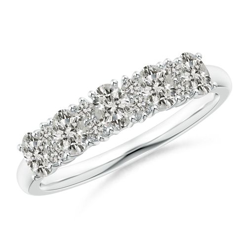 Angara 0.6 Carat Five Stone Oval Diamond Wedding Ring with Accents in Platinum
