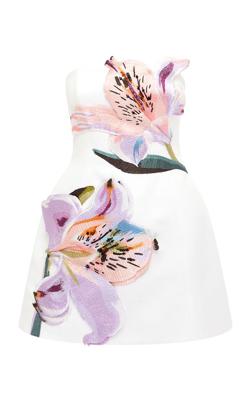 Leo Lin | Rosario Floral-Appliqud Crepe Mini Dress | Realry