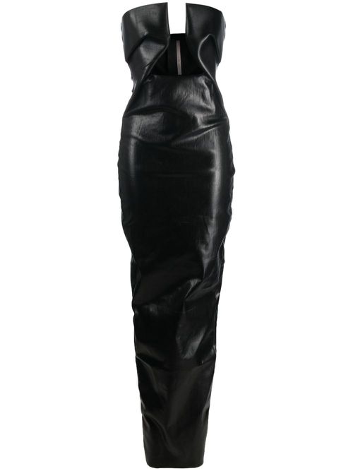 Prong cracked denim gown - Black