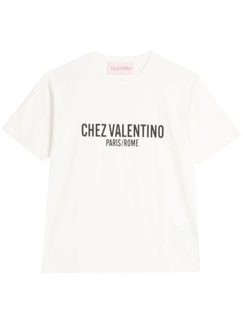 Chez Valentino-print T-shirt - White
