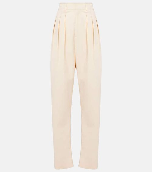 Wool-blend gabardine tapered pants