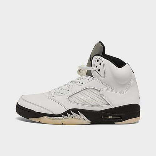 Jordan Air Retro 5 Basketball Shoes in White/White