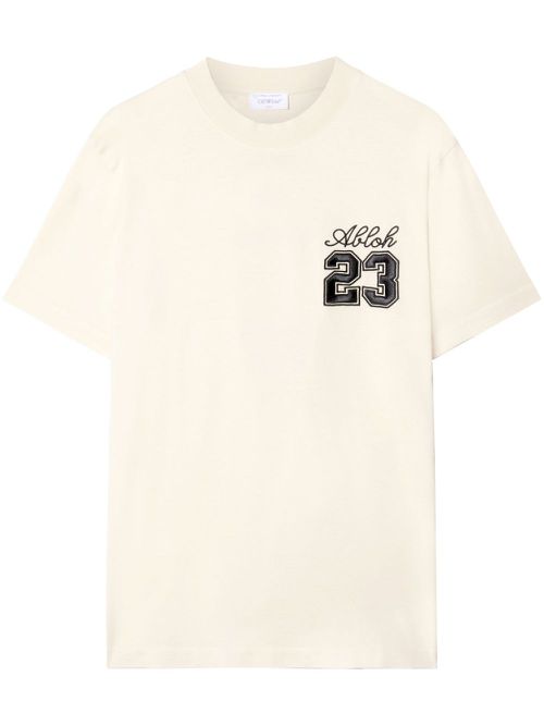 Logo-embroidered cotton T-shirt - Neutrals