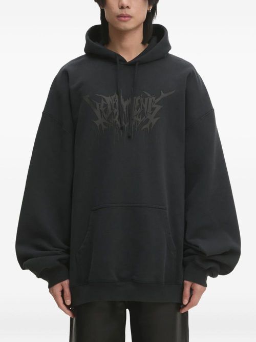 Logo-print hoodie - Black