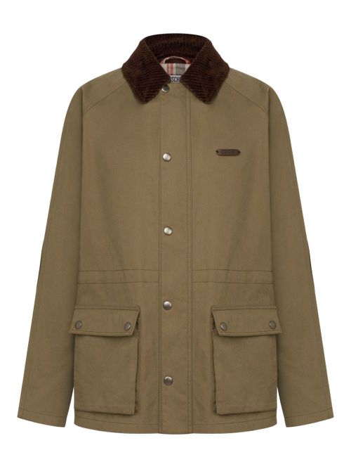 Corduroy-collar coat - Green