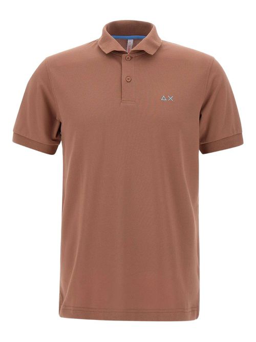 Embroidered-logo polo shirt - Brown