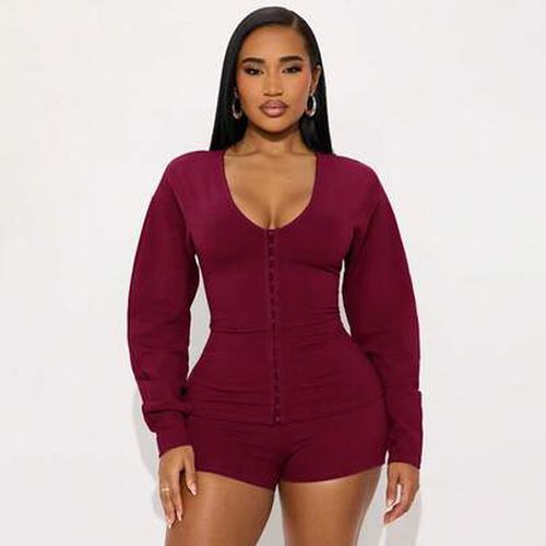Women's Autumn Tight-Fitting Button V-Neck Cardigan Long-Sleeved Shorts Hot Girl Set Two-Piece Set