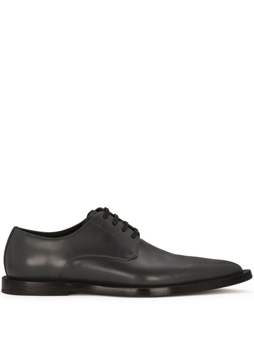 Leather pointed derby shoes - Black
