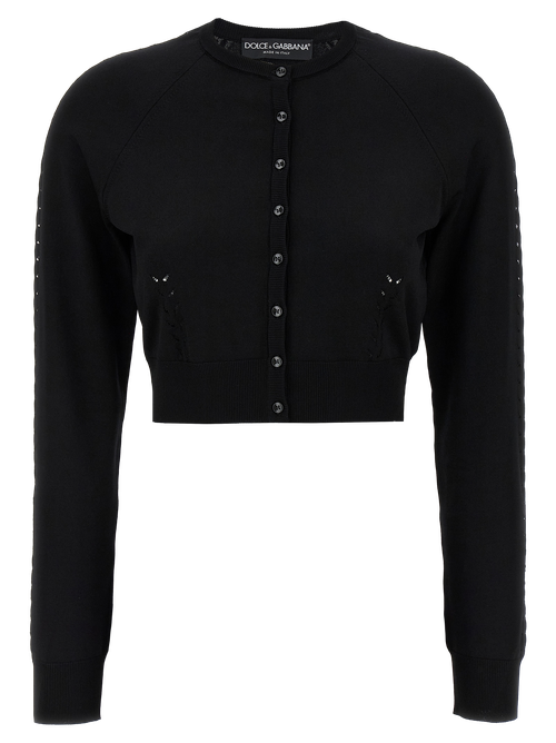 Viscose Crop Cardigan — Black