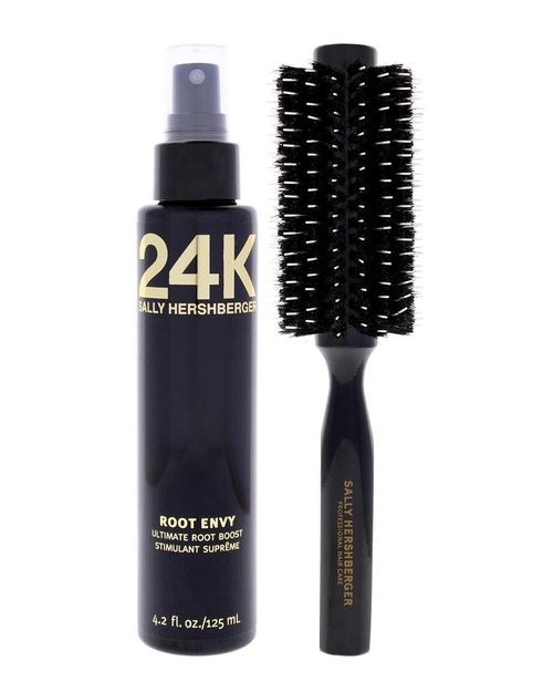 Unisex 2Pc 24K Root Boost & Medium Round Brush Kit