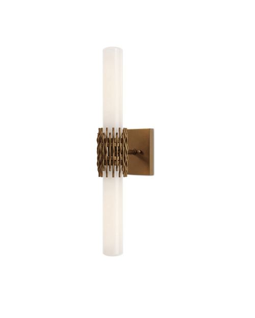 Opaque White Antique Brass Wall Sconce from the Brietta Collection