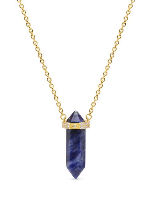 Dumortierite crystal-embellished necklace - Gold