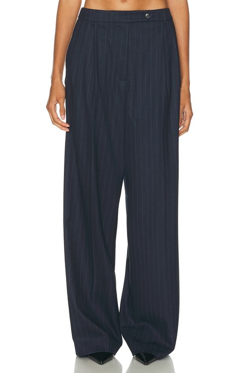 SANS FAFF Atlas Trouser in Navy Pinstripe - Navy. XS also in