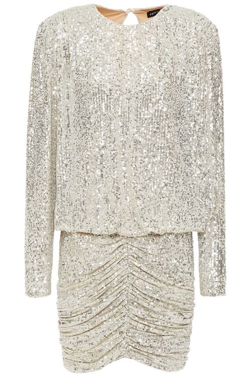 Flynn ruched sequined tulle mini dress