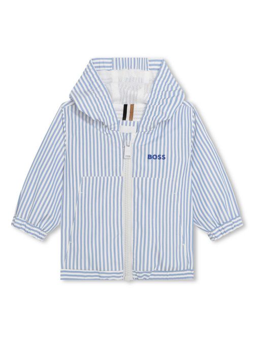 Logo-print striped windbreaker - Blue