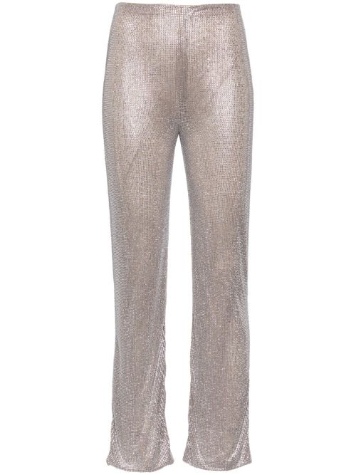 Rhinestone-embellished high-waist leggings - Metallic