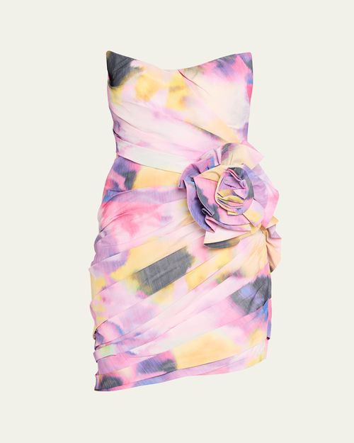 Floral-Printed Taffeta Mini Dress