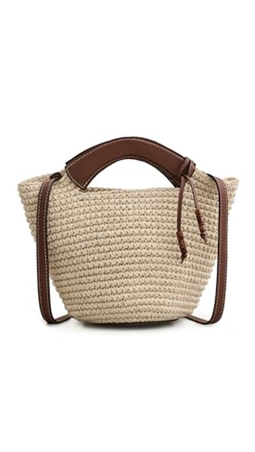 Hunting Season Women's The Small Woven Shopper Tote, Natural/Cognac, One Size