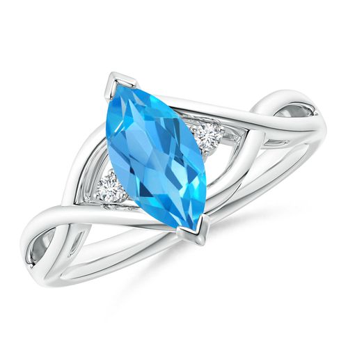 Angara 1.2 Carats Criss-Cross Marquise Swiss Blue Topaz Solitaire Ring in Platinum