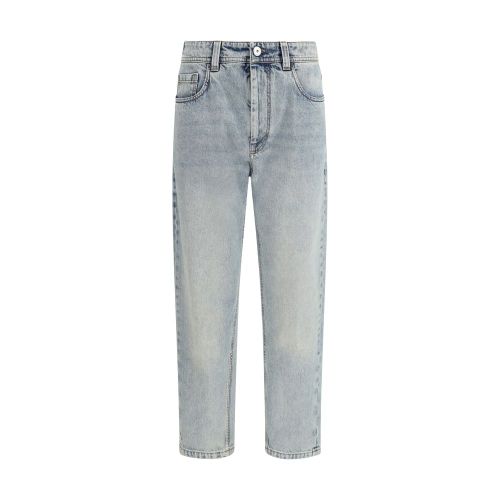 Cotton Straight-Leg Jeans — Blue