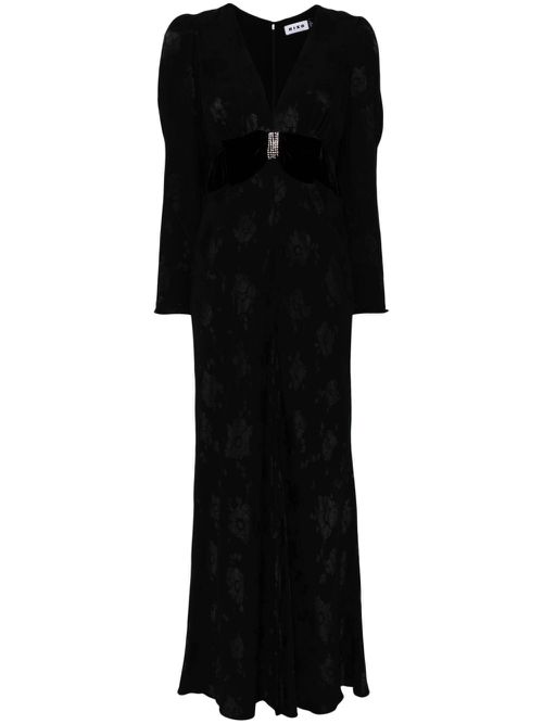Anastasia floral-print velvet maxi dress - Black