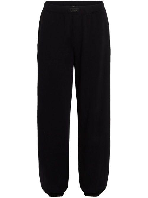 Logo patch cuffed jogging trousers - Black