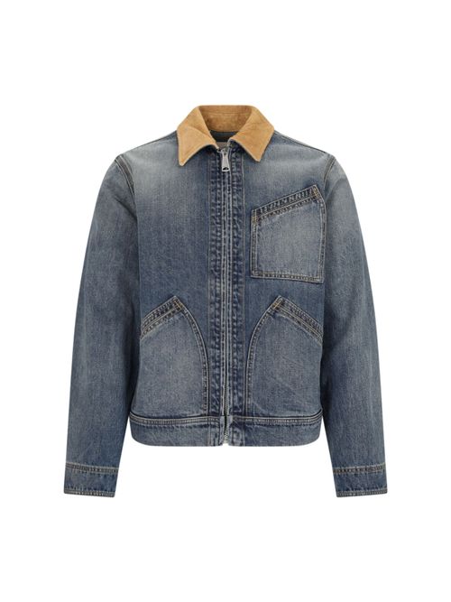Men's Calfskin-Trim Cotton Jacket